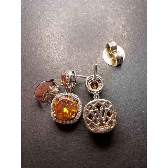 Charles Winston for Bella Luce champagne CZ halo sterling post earrings - Picture 7 of 11